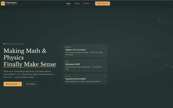 Tutoring A+ website screenshot