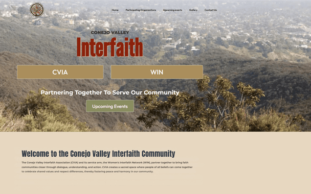 Screenshot of the Conejo Valley Interfaith (WIN) website